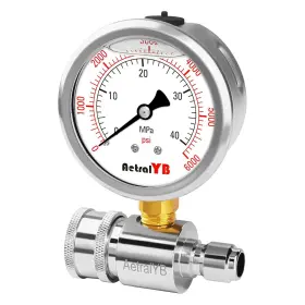 Aetralyb 705353568855 6000psi Washer Pressure Gauge 3/8 Inch Push-to-connection Quick Connection Stainless