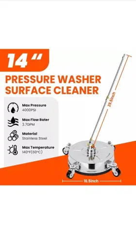 All4detail 373768745309 14 Inch Pressure Washer Surface Cleaner 4000psi Power With Extension Wand #2