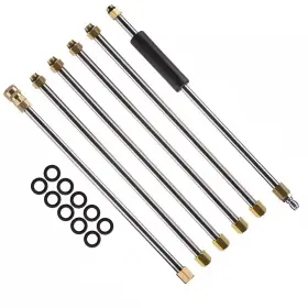 Angel Sar 313026496475 6 Pcs 90 Inch Long 1/4 Quick Connect Pressure Washer Wand Extension Stainles
