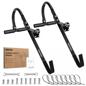 Angel Sar 313037367306 2-pack Black Steel Roof Ladder Hooks Fits Most Rung Sizes Roofing Safety New
