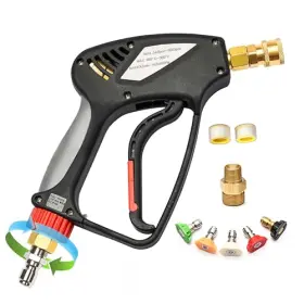 Anjieseng 008678482555 Short Pressure Washer Gun With 360 Swivel 5000 Psi / 10.5 Gpm - Black