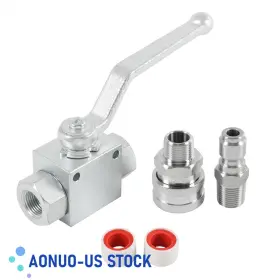 Aonuo-us 126471158542 New Steel High Pressure Washer Ball Valve Quick Connect 4500 Psi Kit 3/8 Inch