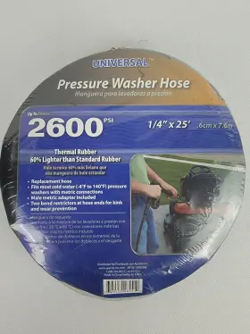 Apache 725559465512 Universal 1/4 Inch X25ft Rubber Presure Washer Hose Replacement Extension