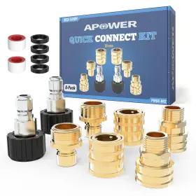 Pwqc-b02 Apower Pressure Washer Quick Connect Kit M22-14mm To 3/8 Inch Male Female Disconn