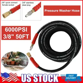App17507350s App 6000psi Pressure Washer Hose 3/8 Inch X 50ft 2-braid R2 Black Brand New