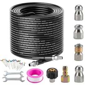 Sjk-001 Aurora Car Sewer Jetter Kit For Pressure Washer 100ft Drain Cleaner Hose 1/4 Inch Npt Co