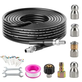 Sjk-002 Aurora Car Sewer Jetter Kit For Pressure Washer 30ft Drain Cleaner Hose 1/4 Inch Npt Cor