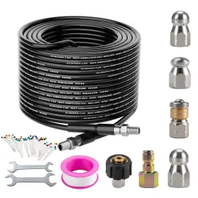 Sjk-003 Aurora Car Sewer Jetter Kit For Pressure Washer 50ft Drain Cleaner Hose 1/4 Inch Npt Cor
