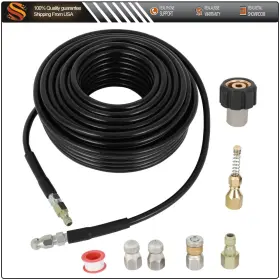 Aut1750720us Aut 1/4 Inch M-npt Drain Cleaning Hose Sewer Jetter Nozzles Kit 100ft For Pressure Washer