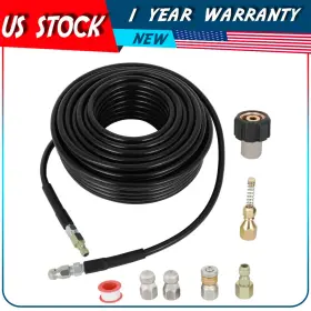 Adp17548cp072s Autodayplus Sewer Jetter Nozzles Kit 100ft Drain Cleaning Hose Pressure Washer Male 1/4 Inch Npt