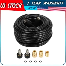 Adp180220dp Autodayplus 3200psi Pressure Washer Hose 100 Ft With M22 To 3/8 Inch Quick Connect Adapter
