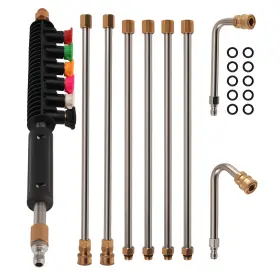 3xjema Bfo 8ft Stainless Steel Pressure Washer Wand 4000psi 6 Tips Curved Rod Extension Kit