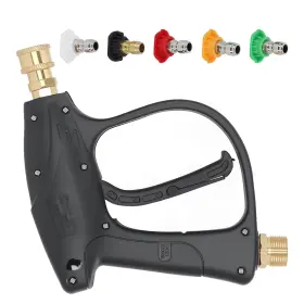 Bfo 6v7zfm Heavy Duty Pressure Washer Gun M22-14mm With 5 Spray Nozzle Tips Aluminum Body