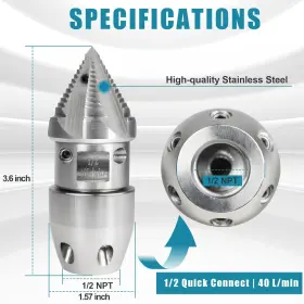 Bghdas 796647553398 1/2 Npt Sewer Jetter Rotating Nozzle - Stainless Steel Drain Pipe Cleaning N #2
