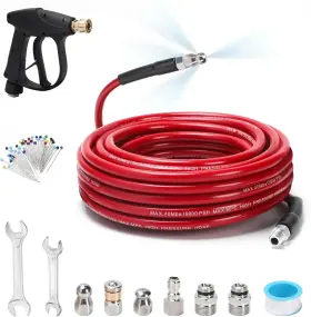 Branded 445027345339 Sewer Jetter Kit For Pressure Washer 50 Ft Drain Cleaner Hose With Power