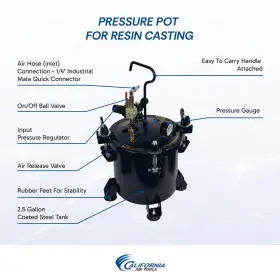 255c California Air Tools 850004451663 2.5 Gallon Pressure Pot For Epoxy Resin Casting Coa #2