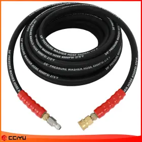Ze1090765317507301g Cciyu Hot Water Pressure Washer Hose 3/8 Inch X 50ft 6000psi 2-braid R2 Black