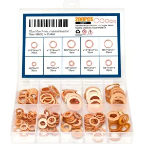 241025-was-fla Cerpourt 200pcs 9 Sizes Premium Copper Metric Sealing Crush Washers Assortment Kit Fla