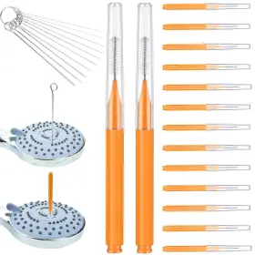 Ca2.03221 Ceycudy Tinybrush Shower Head Cleaner 10pcs Stainless Steel Picks And Orange/silver