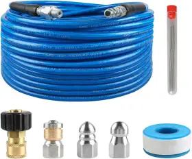 Chavor 313036750703 Pressure Washer Sewer Jetter Kit 50 Ft Hydro Drain Cleaner Hose Button No
