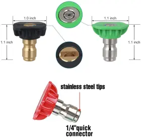 Chduyuhmaoy 785382558218 7 Pack Pressure Washer Spray Nozzle Tips Multiple Degrees 14inch Quick Conne #2