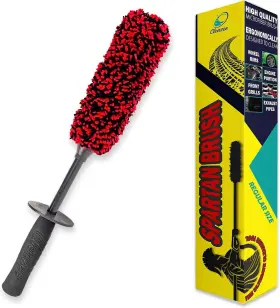 Mfwb-p1 Clenzee Premium Microfiber Wheel Cleaner Brush Soft Regular Red And Black