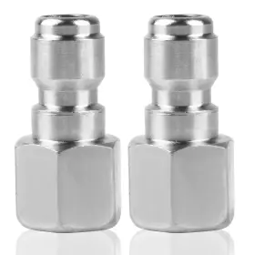 0108 Clio 425553685993 2pcs Pressure Washer Coupler 1/4 Inch And 3/8 Npt Male Plug 5000 Psi Steel