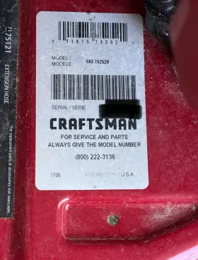 580.752920 Craftsman 7.75 Hp 2700 Psi 2.1 Gpm Gas Pressure Washer Briggs Rarely Used #3