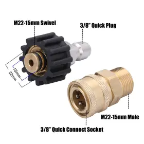 Creexeon 713289627072 Pressure Washer Adapter Set Quick Connect Kit Metric M22 15mm Female #2
