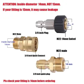 Creexeon 799355636087 Pressure Adapter Set M22 14mm To 3/8 Inch Quick Connect Kit For High #2