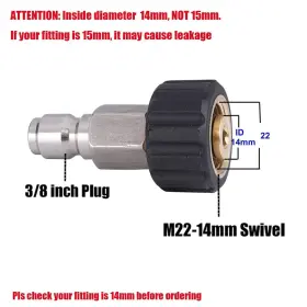 Creexeon 799355636087 Pressure Adapter Set M22 14mm To 3/8 Inch Quick Connect Kit For High #3