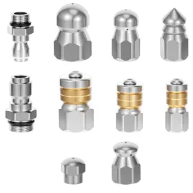721438 Divina Vitae 10 Pcs Sewer Jetter Nozzle Kit Stainless Steel Heads Otating Butto