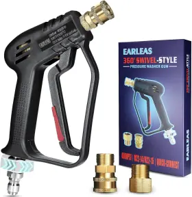 Earleas 445029961926 Short Pressure Washer Gun With Swivel Anti-tangle Design Max 4000 Psi