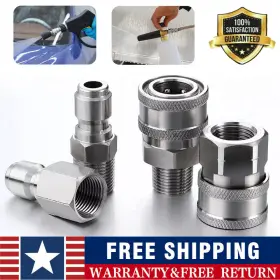 Eeekitonline 601549147609 4 Pack 3/8 Inch Npt Stainless Steel Pressure Washer Quick Connect Plug Coupler