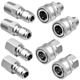 Wc-001 Elesunory 4 Set Npt 3/8 Inch Pressure Washer Coupler Quick Connect Fittings Stainless