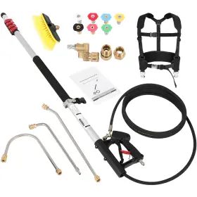 133926-enterity Enterity 24ft Telescoping Pressure Washer Wand With 7 Spray Nozzles And Brush Head
