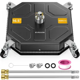 Eveage 797424241583 16.5 Inch Pressure Washer Surface Cleaner Attachment 4000 Psi Square Power Washe
