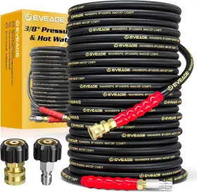 Eveage 797430769033 3/8 Inch Pressure Washer Hose 100ft 4800psi Industry Grade Steel Wire Bra