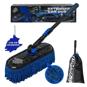 Zha1-zm25200 Flash Dog Car Duster Exterior - Wax Treated Cotton And Extendable Aluminum Blue