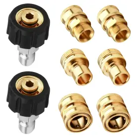 Fontoi 683125298882 Pressure Washer Adapter Set 8pcs Quick Disconnect Kit M22 Swivel To 3/8ftft Qui