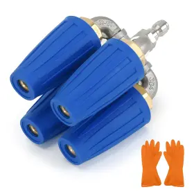 Fqranbo 797332778188 4-in-1 Turbo Nozzle Pressure Washer Tip With Gloves 2.5 Quadruple Blue