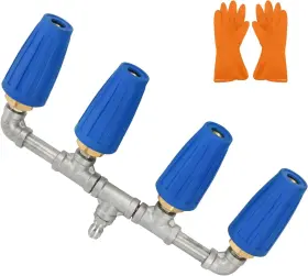 Fqranbo 797332778478 Upgraded 4-in-1 Turbo Nozzle Pressure Washer Single Row With Gloves 2.0 Orifice