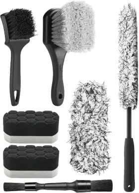 Ftc-wdk003 313034192116 7pcs Car Wheel Cleaning Pro Kit Tire Brush Soft-bristled Rims Microfiber