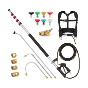 Giantool 737417130937 24 Ft Telescoping Pressure Washer Wand With Power Extension Gutt