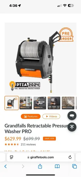Hp174-g30 Giraffe Tools 1.6 Gpm Electric Power Pressure Washer 100ft Hose Max 3300 Psi New #2