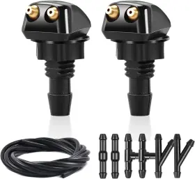 Goothx 744110633726 2pcs Front Windshield Washer Nozzles Nozzle Kit And Flu
