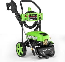 3800 Greener 717018039372 Electric Pressure Washer Max Psi And 2.4 Gpm Onboard Soap Tan