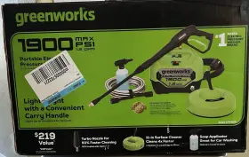 5125702 Greenworks - 1900 Psi 1.2 Gpm Electric Pressure Washer Combo Kit Green