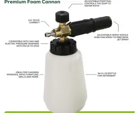 5209902 Greenworks Premium Foam Cannon Black