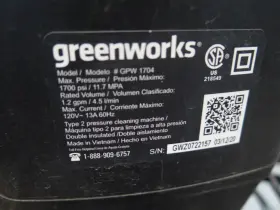 Gpw1704 Greenworks 1700psi Portable Electric Pressure Washer Used Works #3